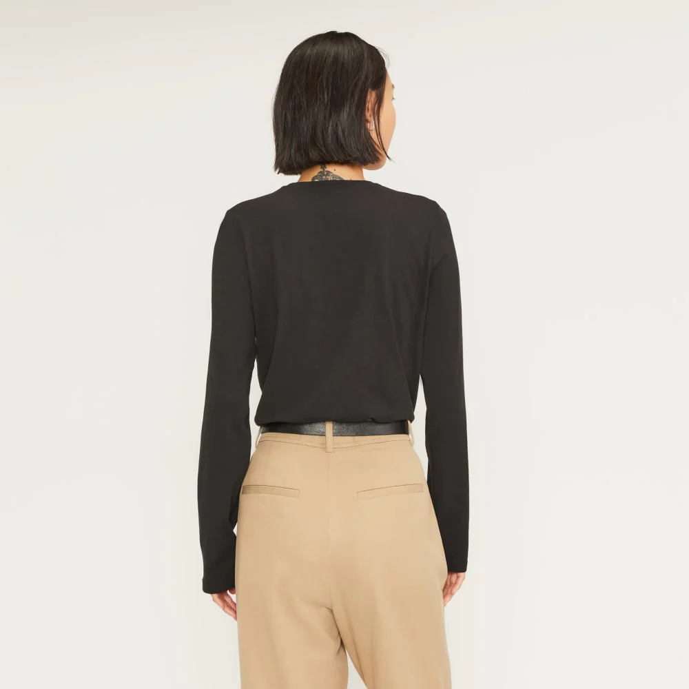 The Organic Cotton Long-Sleeve Crew | Black - Image 4