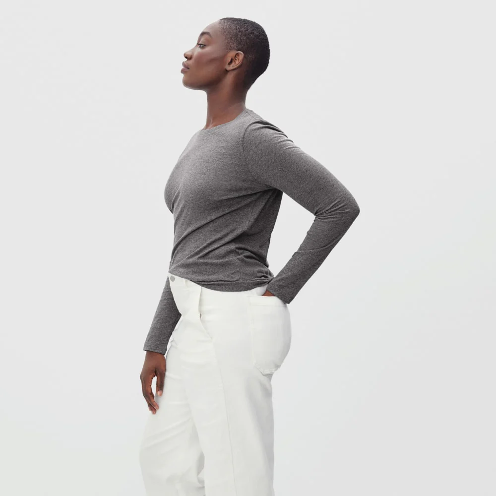 The Organic Cotton Long-Sleeve Crew | Charcoal - Image 2