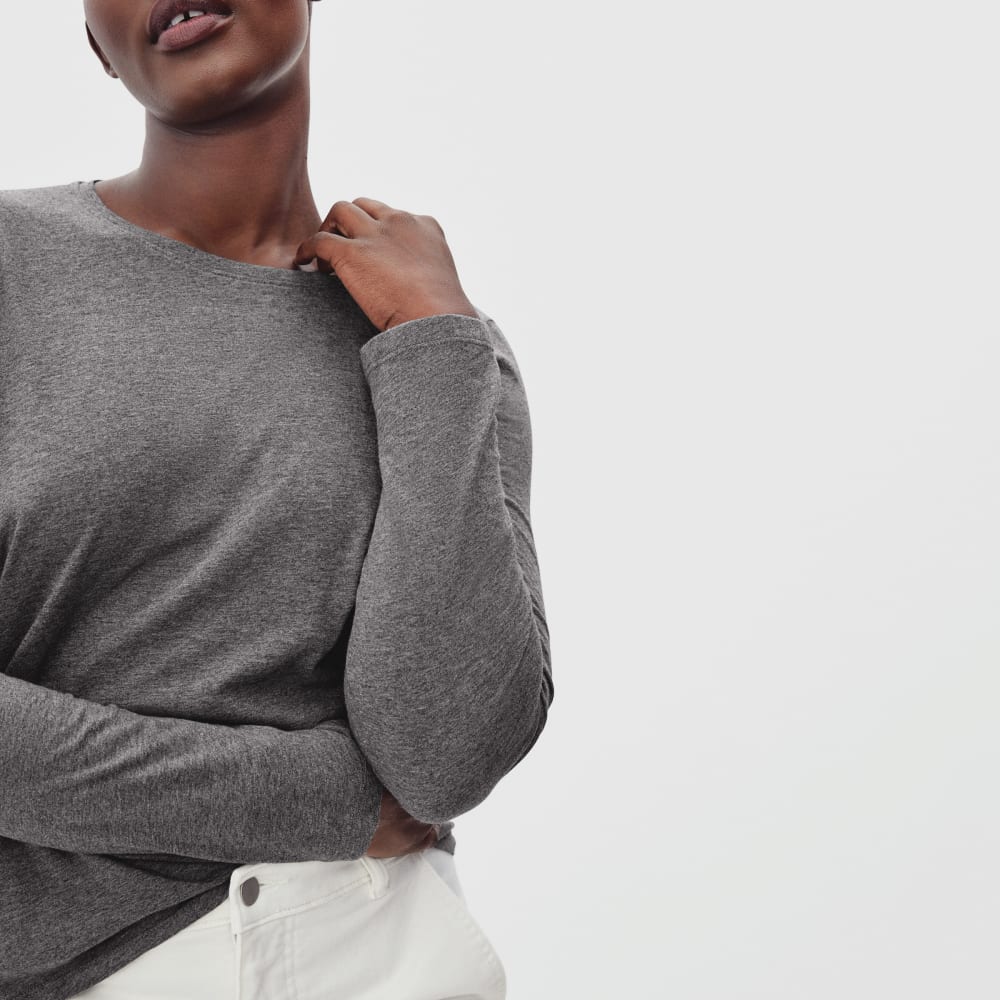 The Organic Cotton Long-Sleeve Crew | Charcoal - Image 3