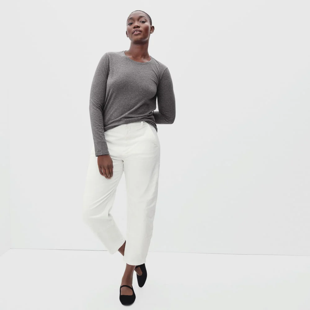 The Organic Cotton Long-Sleeve Crew | Charcoal - Image 4