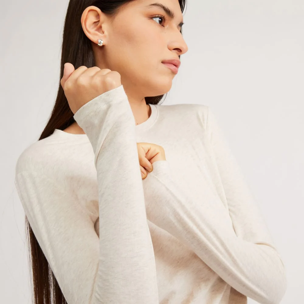 The Organic Cotton Long-Sleeve Crew | Oatmeal - Image 4