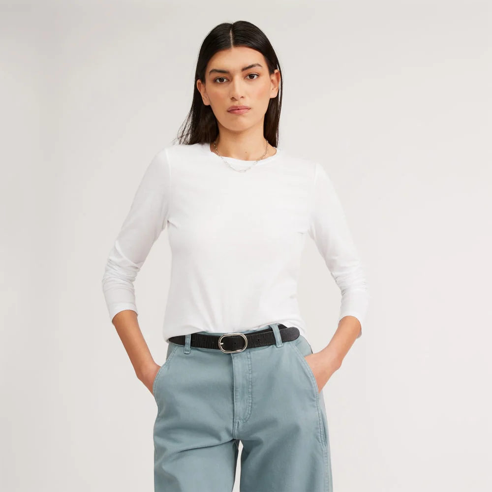 The Organic Cotton Long-Sleeve Crew | White