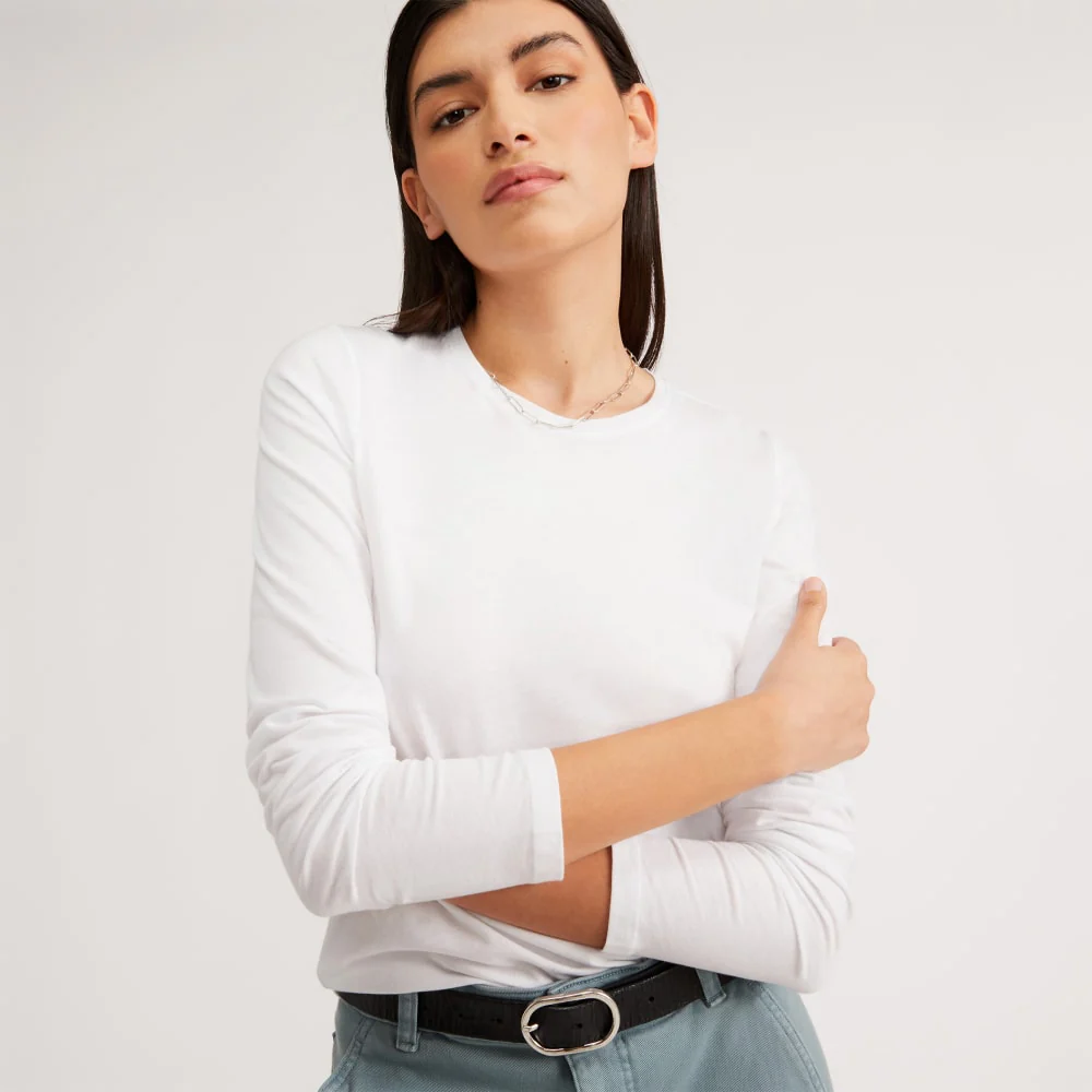 The Organic Cotton Long-Sleeve Crew | White - Image 4