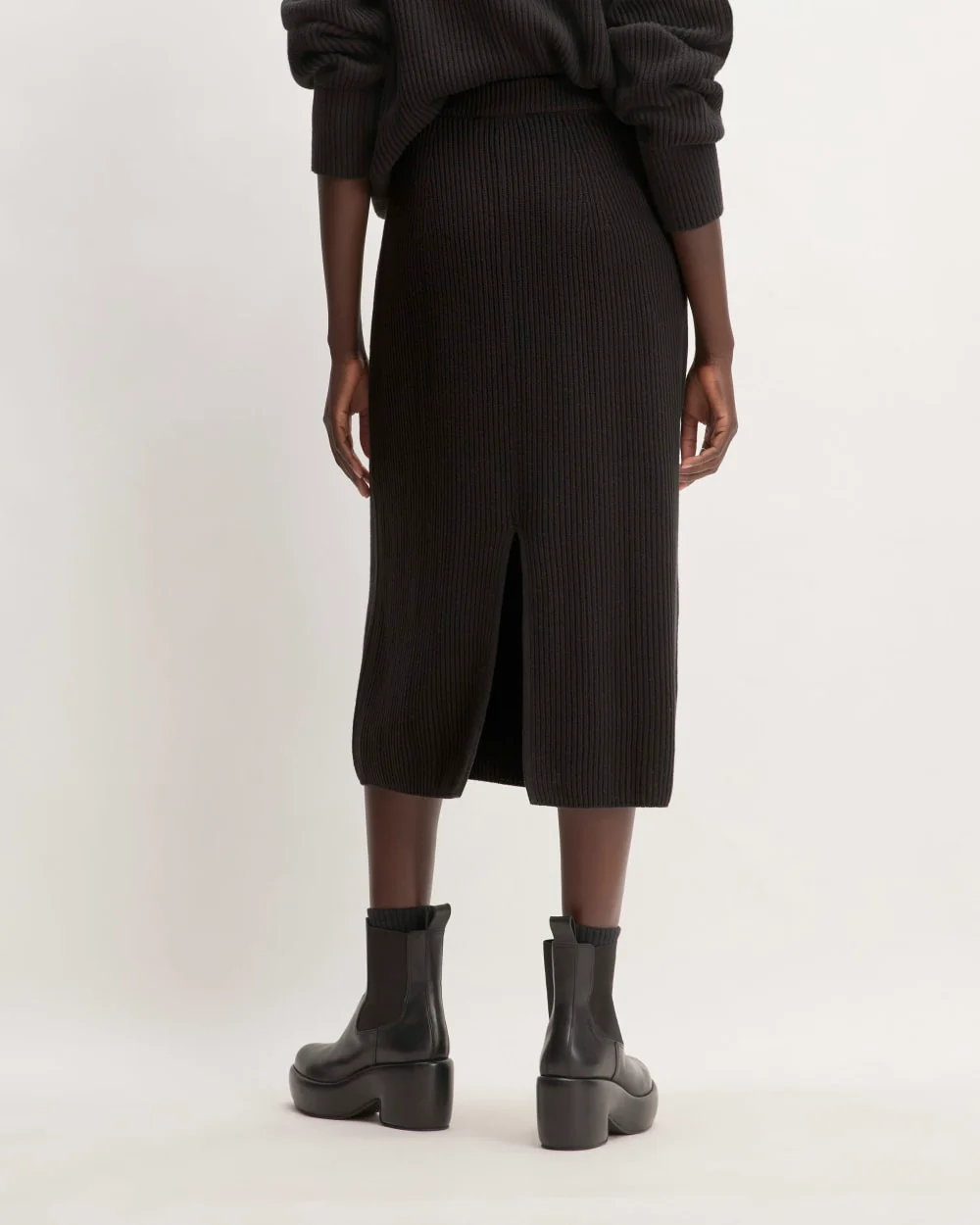 The Organic Cotton Sweater Midi Skirt | Black - Image 6