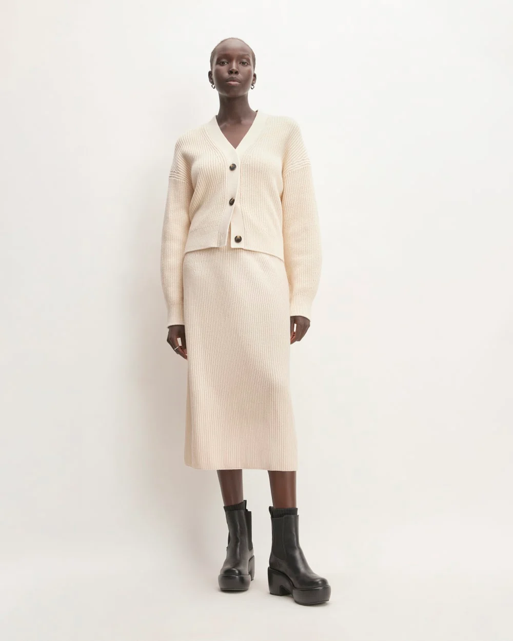 The Organic Cotton Sweater Midi Skirt | Canvas - Image 3