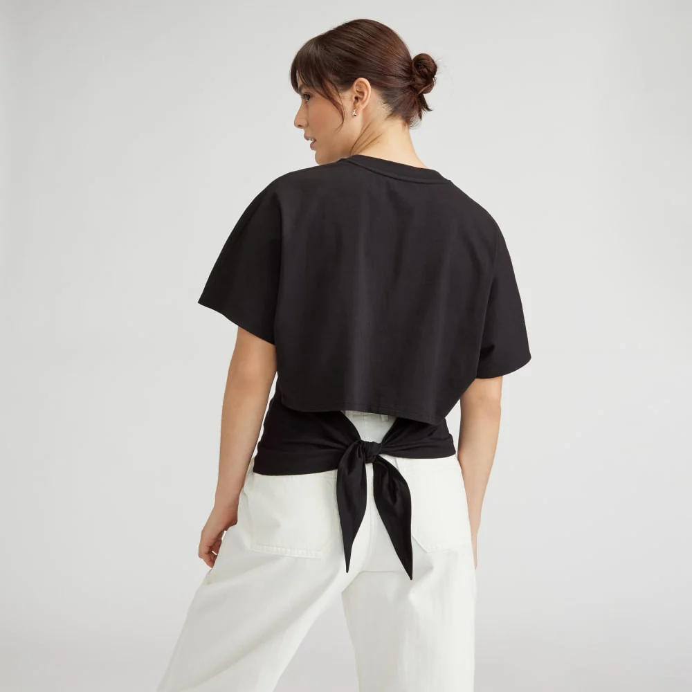 The Organic Cotton Tie Back Tee | Black - Image 3