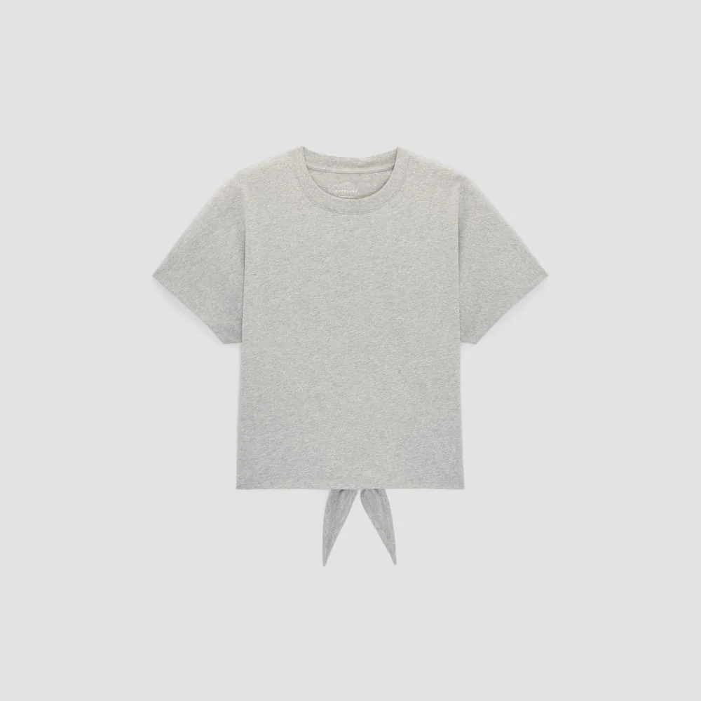 The Organic Cotton Tie Back Tee | Heather Grey - Image 2
