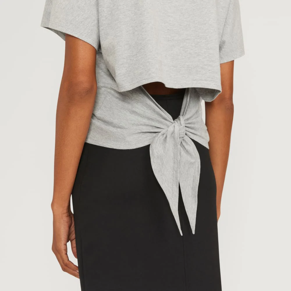 The Organic Cotton Tie Back Tee | Heather Grey - Image 4