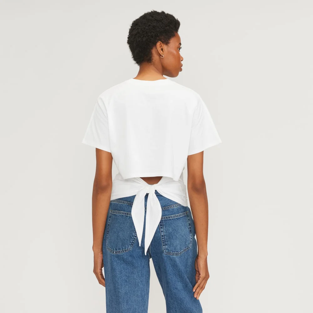 The Organic Cotton Tie Back Tee | White - Image 4