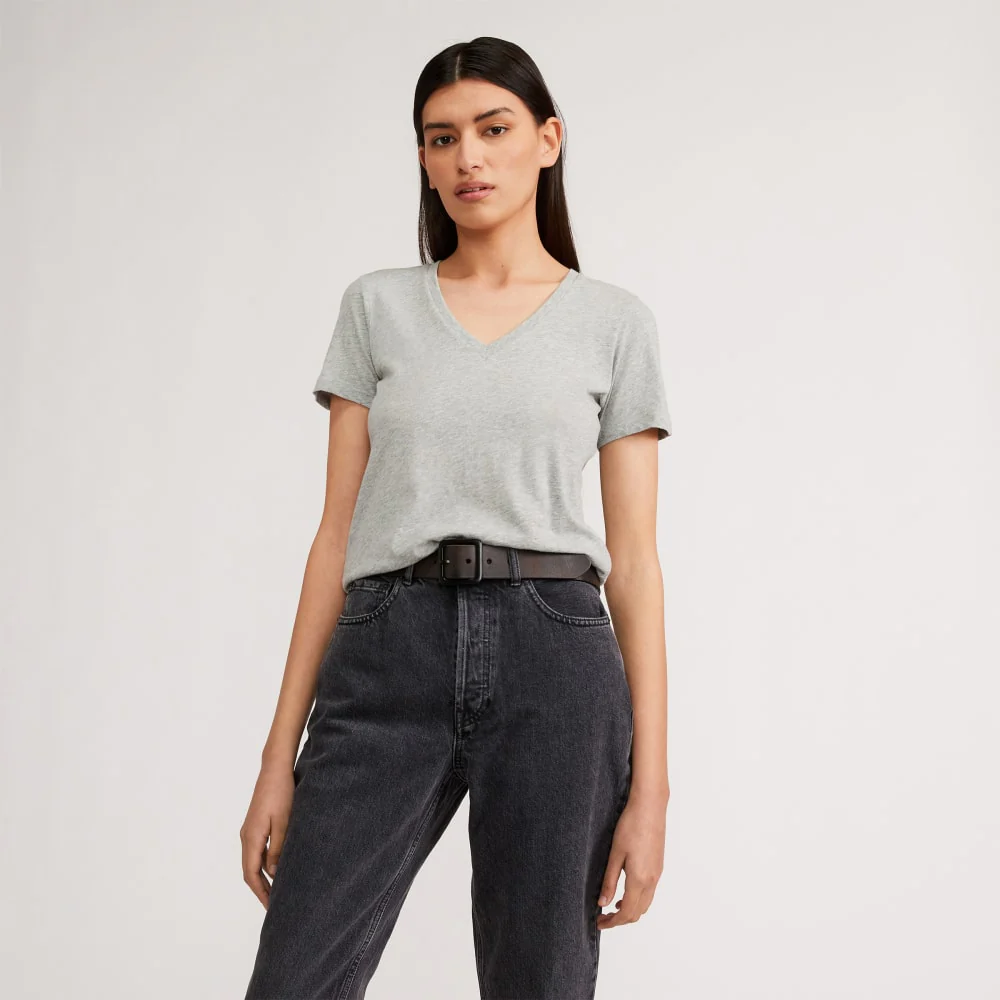 The Organic Cotton V-Neck | Heathered Grey