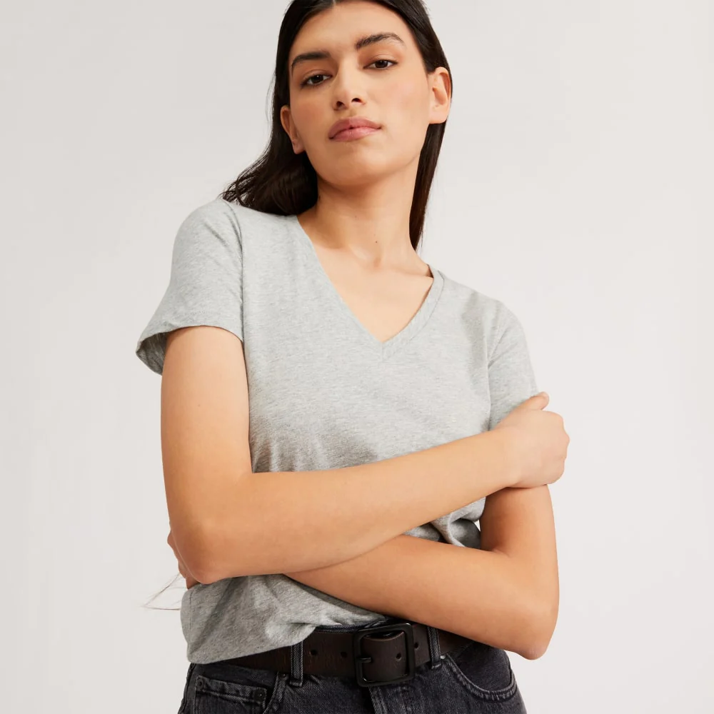The Organic Cotton V-Neck | Heathered Grey - Image 4