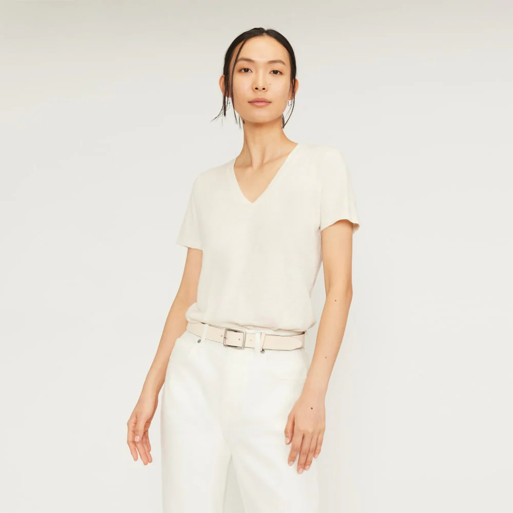 The Organic Cotton V-Neck | Heathered Oat