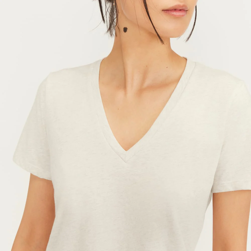 The Organic Cotton V-Neck | Heathered Oat - Image 3