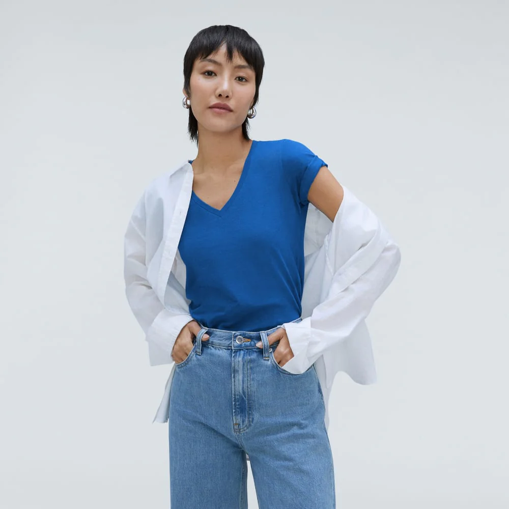 The Organic Cotton V-Neck | Lapis Blue - Image 5