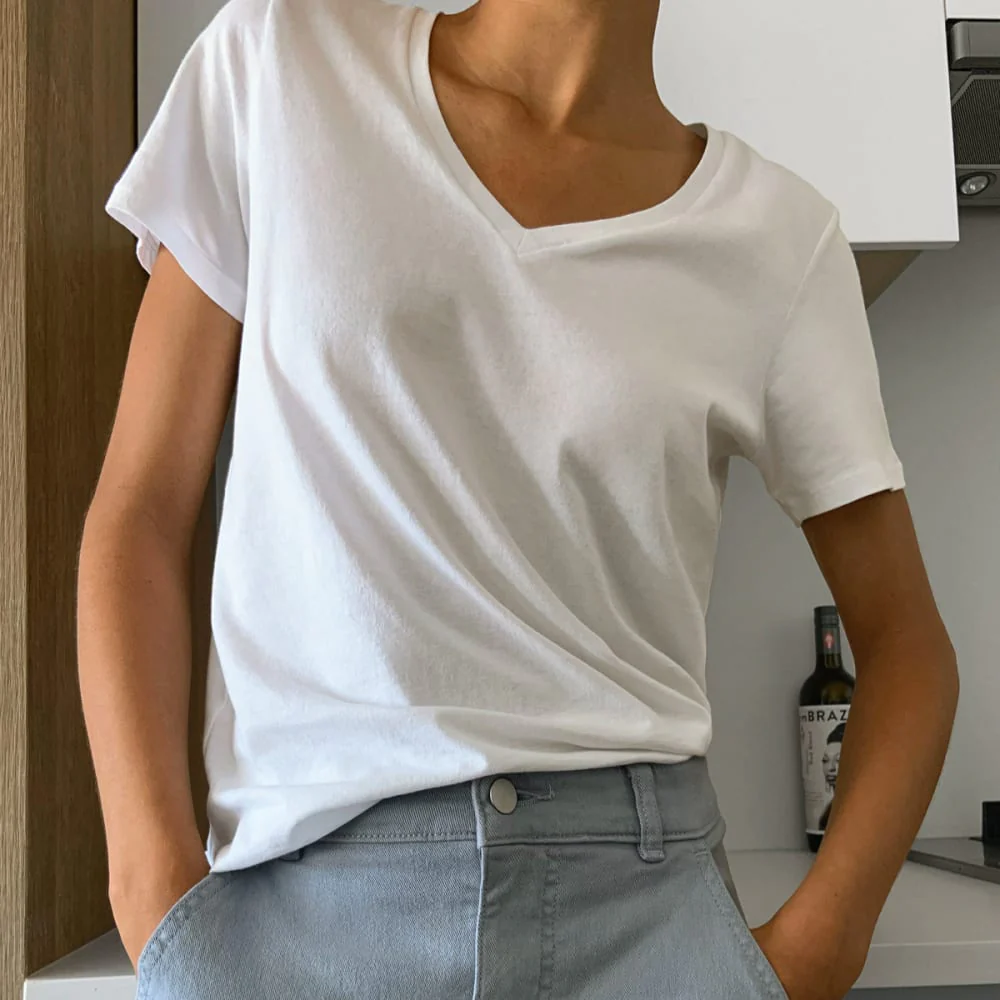 The Organic Cotton V-Neck | White - Image 6
