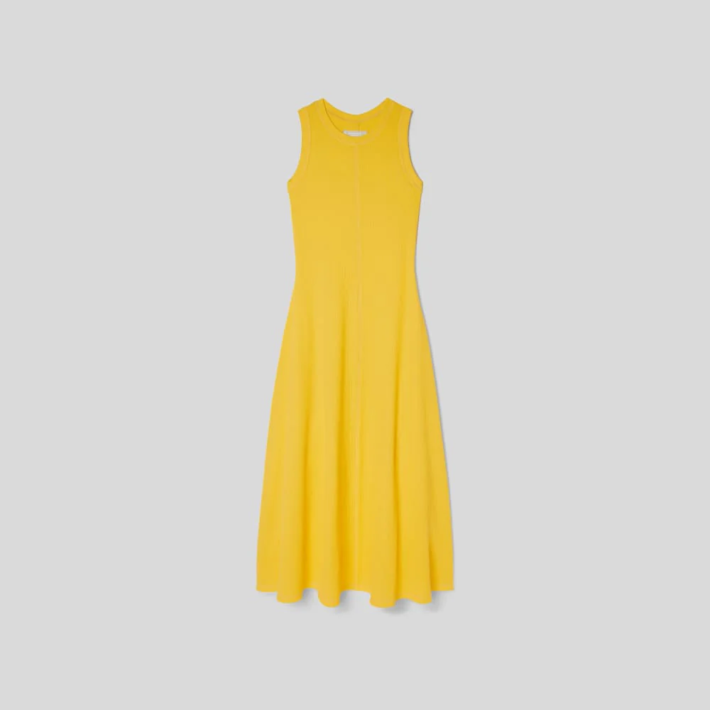The Organic Cotton Waffle Tank Dress | High Visibility Yellow - Image 2