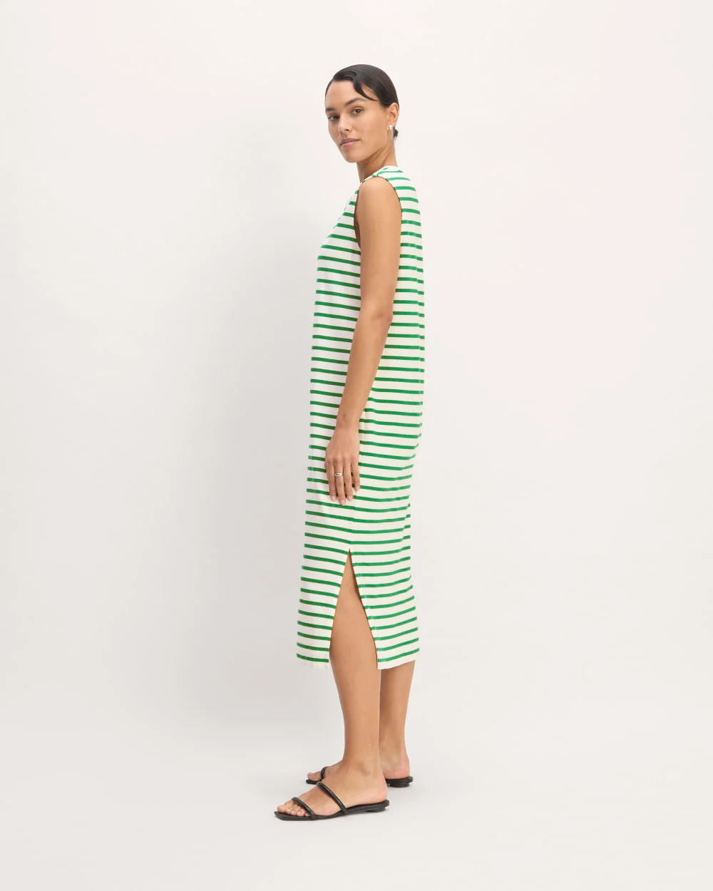 The Weekend Tank Dress | Bone / Grass Green - Image 3