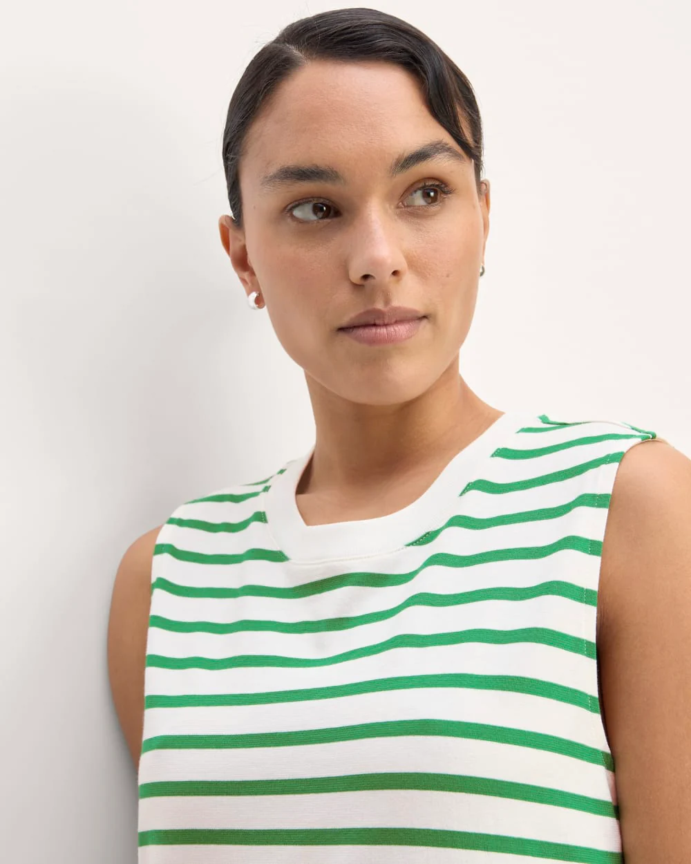 The Weekend Tank Dress | Bone / Grass Green - Image 4
