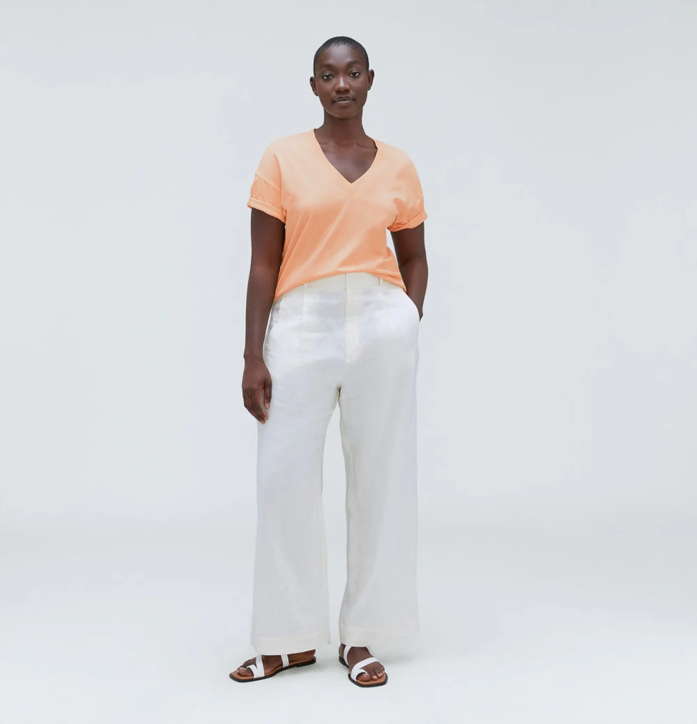 The Organic Cotton Slouchy V-Neck | Apricot - Image 5