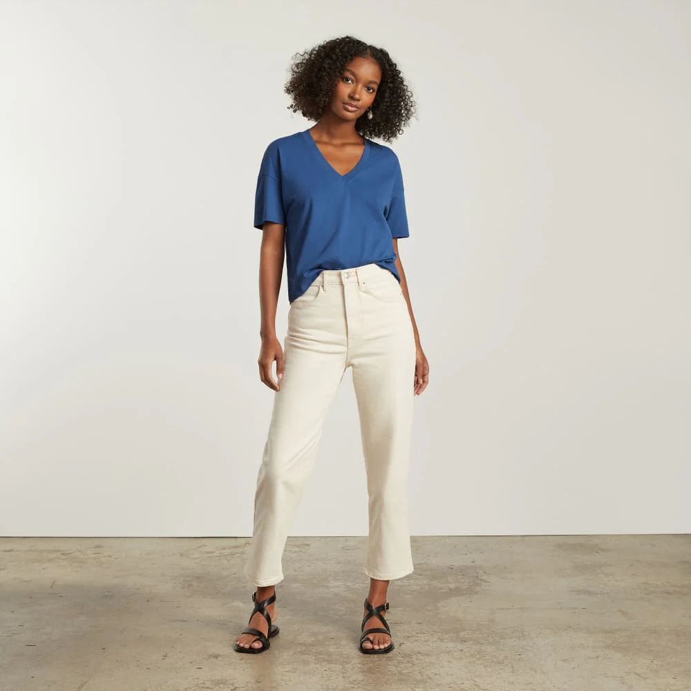 The Organic Cotton Slouchy V-Neck | Deep Blue - Image 4