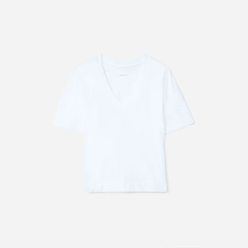 The Organic Cotton Slouchy V-Neck | White