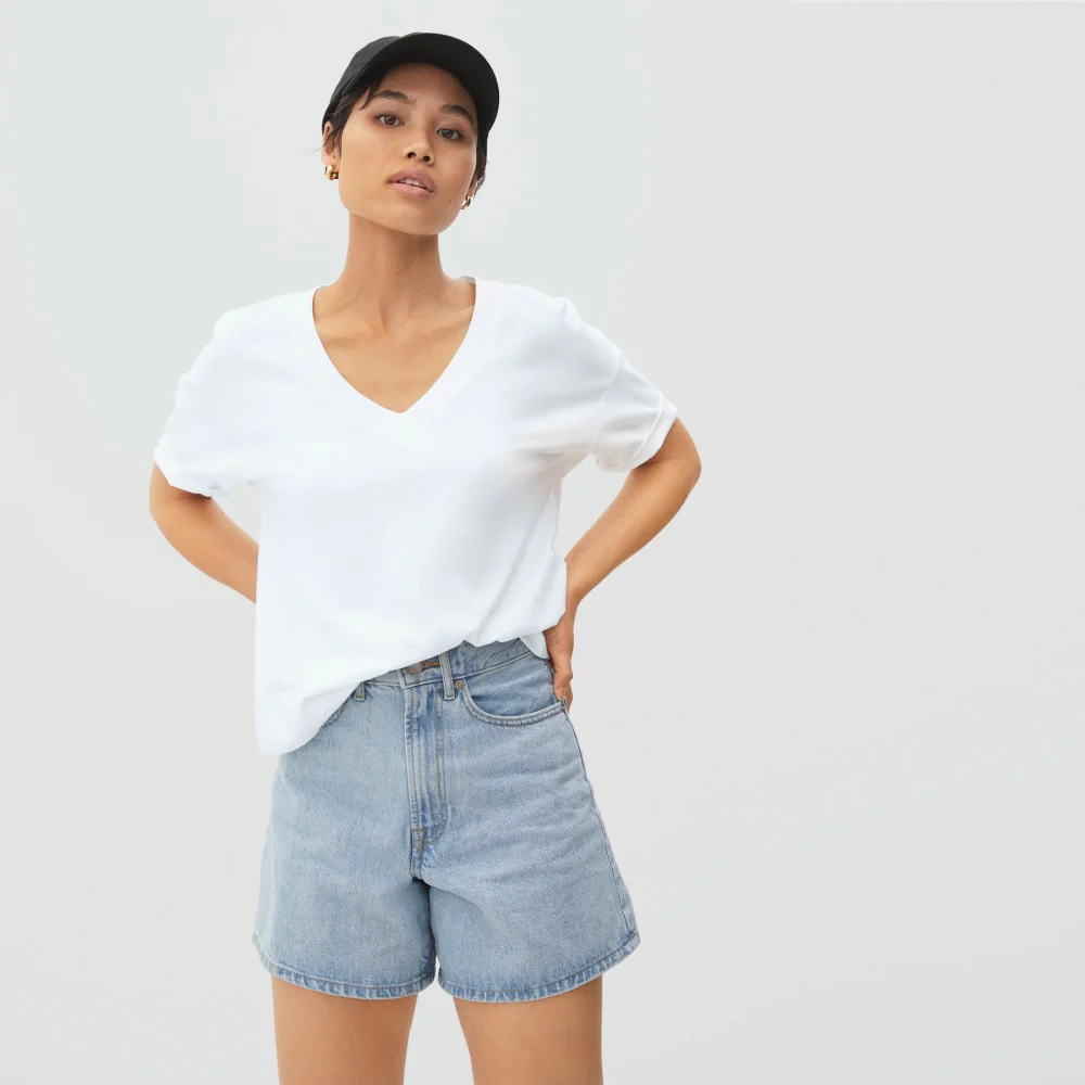 The Organic Cotton Slouchy V-Neck | White - Image 2