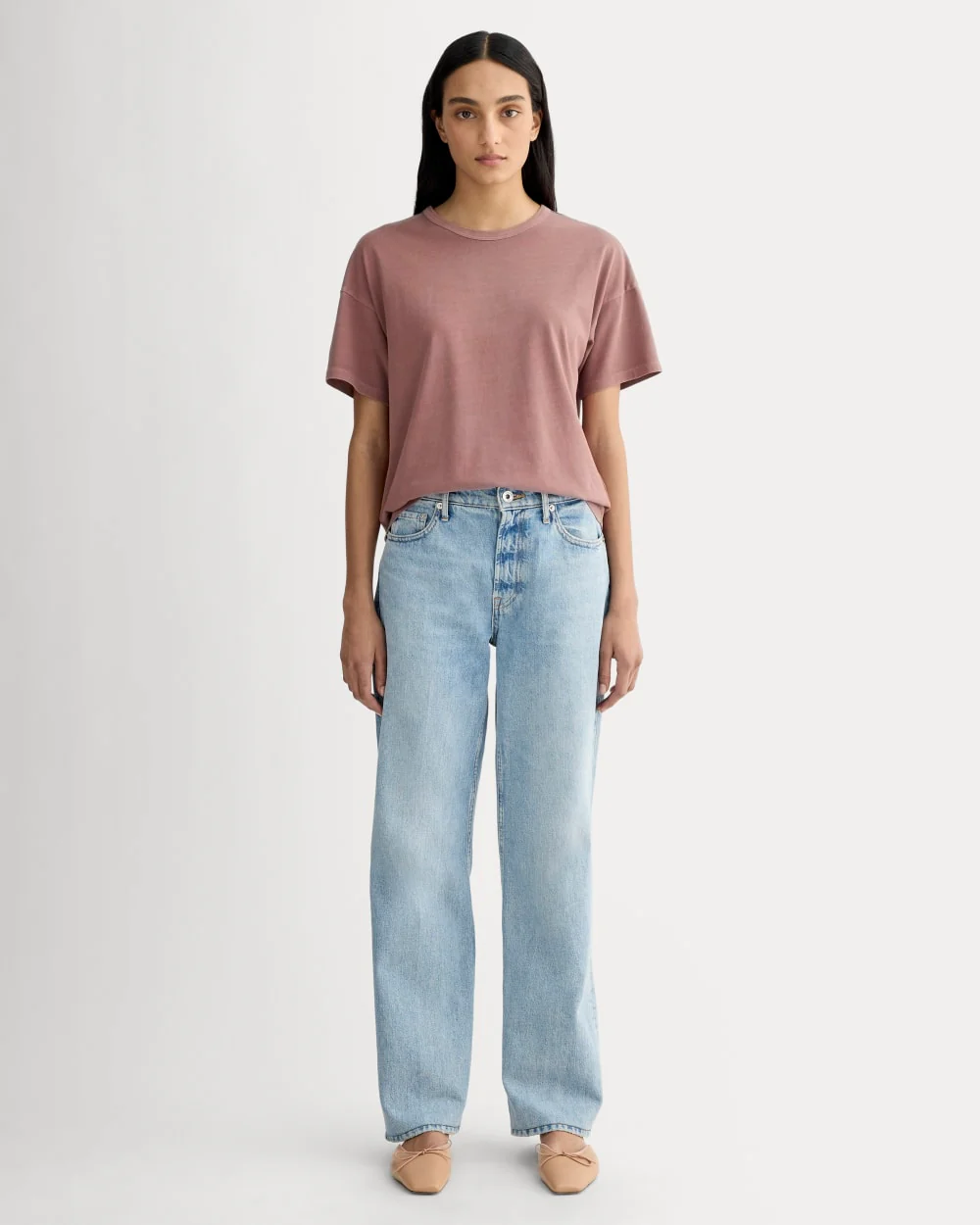 The Boyfriend Tee in Essential Cotton | Brown Garment Dye - Image 3