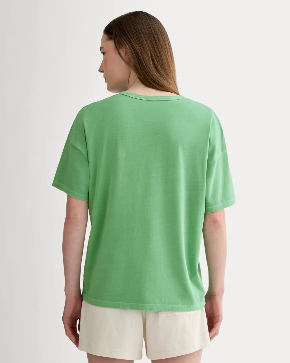 The Boyfriend Tee in Essential Cotton | Green Garment Dye - Image 4