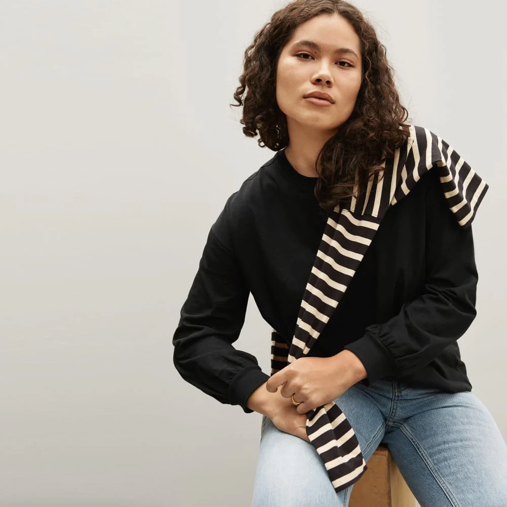The Organic Cotton Long-Sleeve Tee | Black - Image 3
