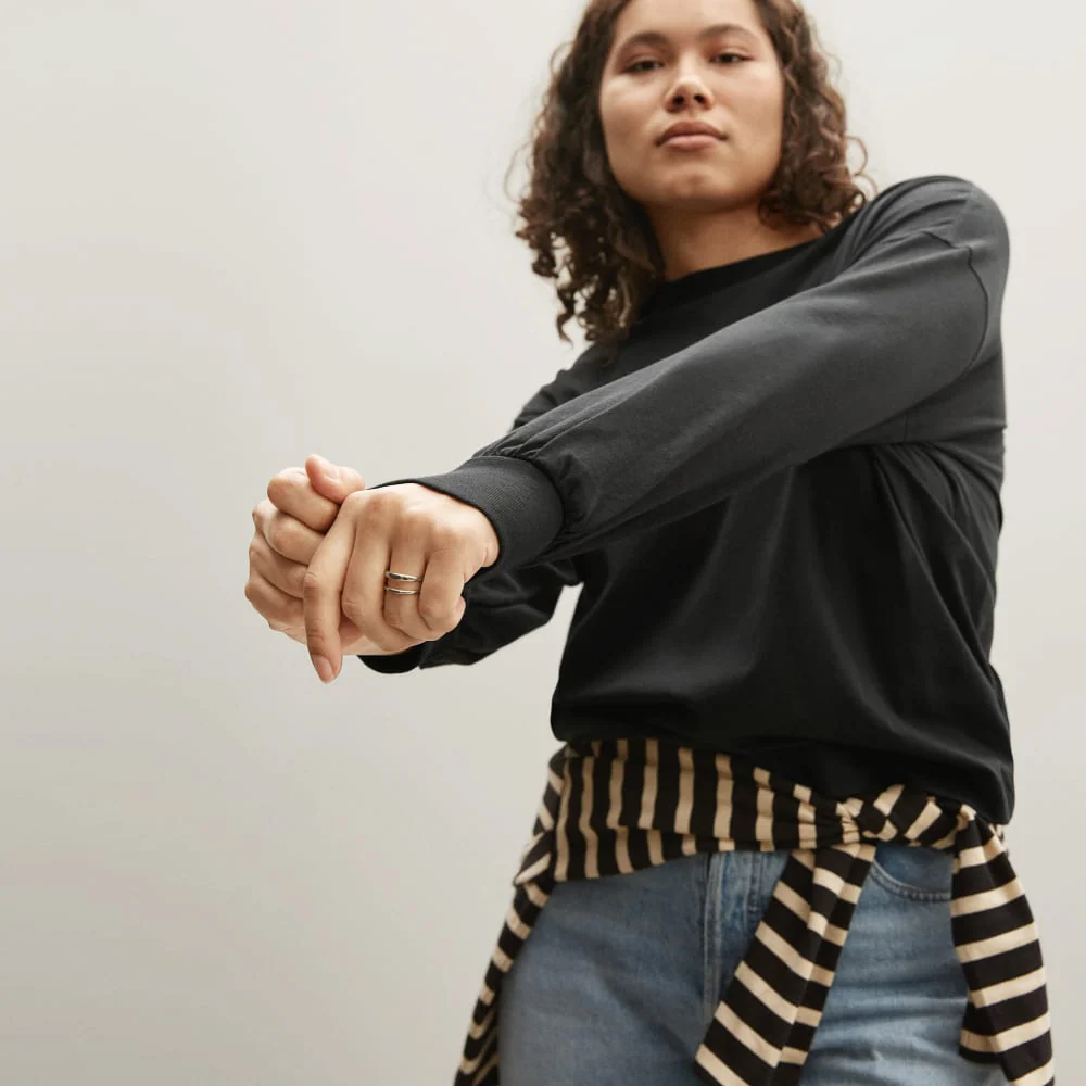 The Organic Cotton Long-Sleeve Tee | Black - Image 4