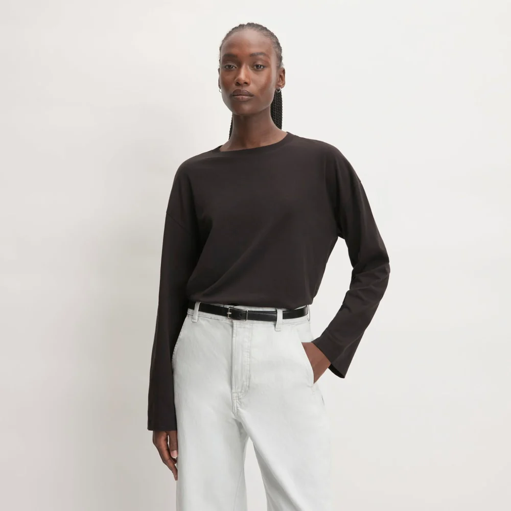 The Organic Cotton Relaxed Long Sleeve Tee | Vintage Black