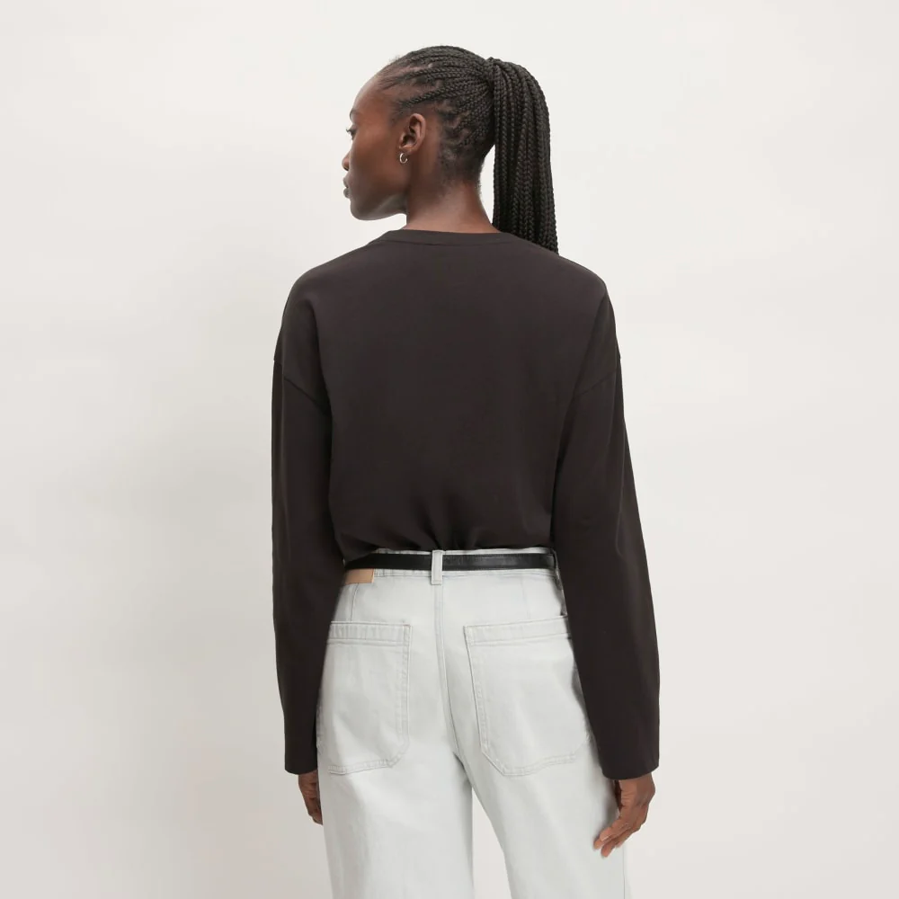 The Organic Cotton Relaxed Long Sleeve Tee | Vintage Black - Image 3