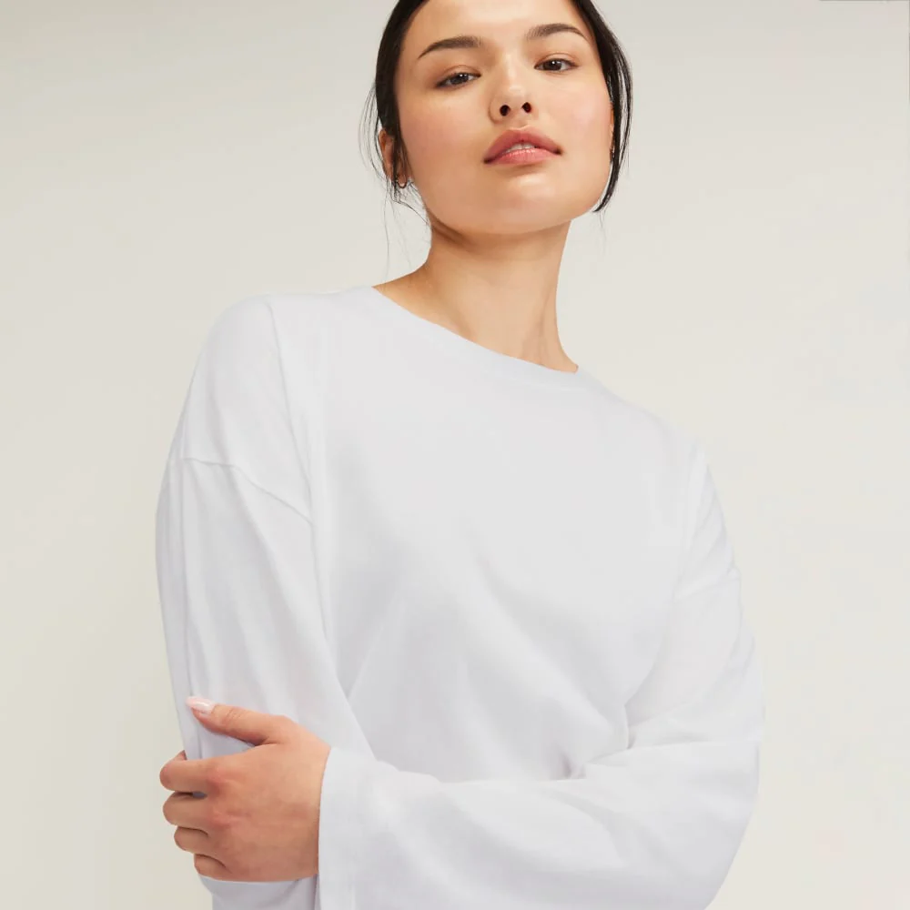 The Organic Cotton Relaxed Long Sleeve Tee | White - Image 3