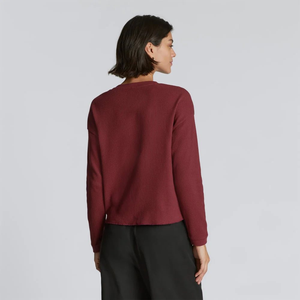 The Organic Cotton Waffle Henley | Brandy - Image 3