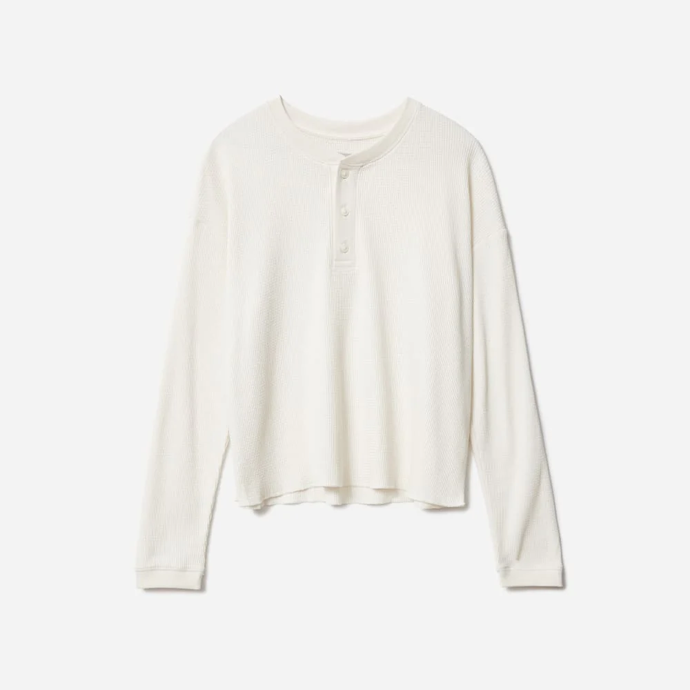 The Organic Cotton Waffle Henley | Bone - Image 2