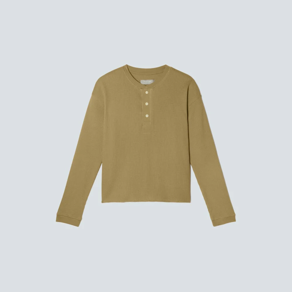 The Organic Cotton Waffle Henley | Fennel Seed - Image 2