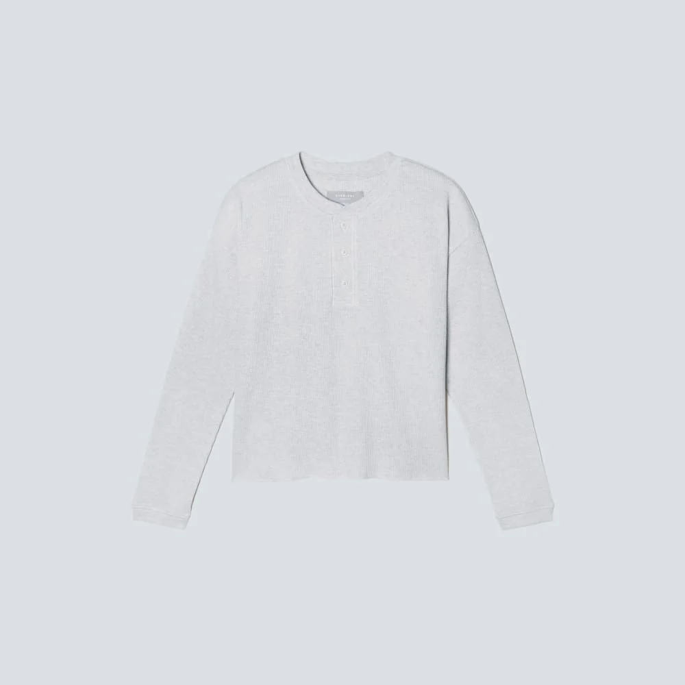The Organic Cotton Waffle Henley | Heathered Tan - Image 2