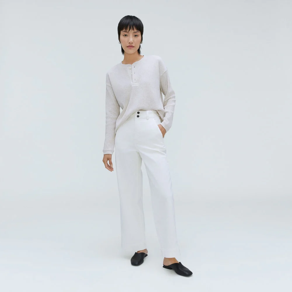 The Organic Cotton Waffle Henley | Heathered Tan - Image 6