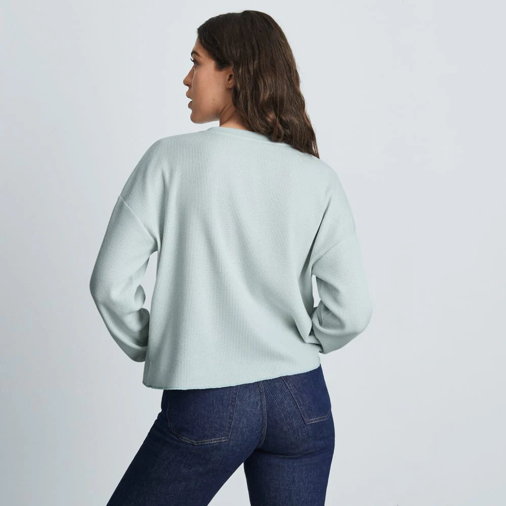 The Organic Cotton Waffle Henley | Ice Blue - Image 4