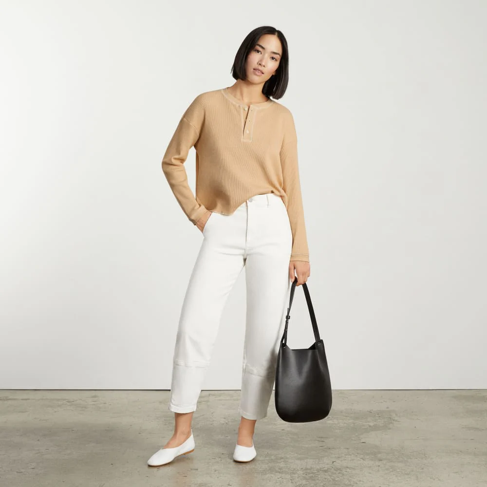The Organic Cotton Waffle Henley | Sesame - Image 2