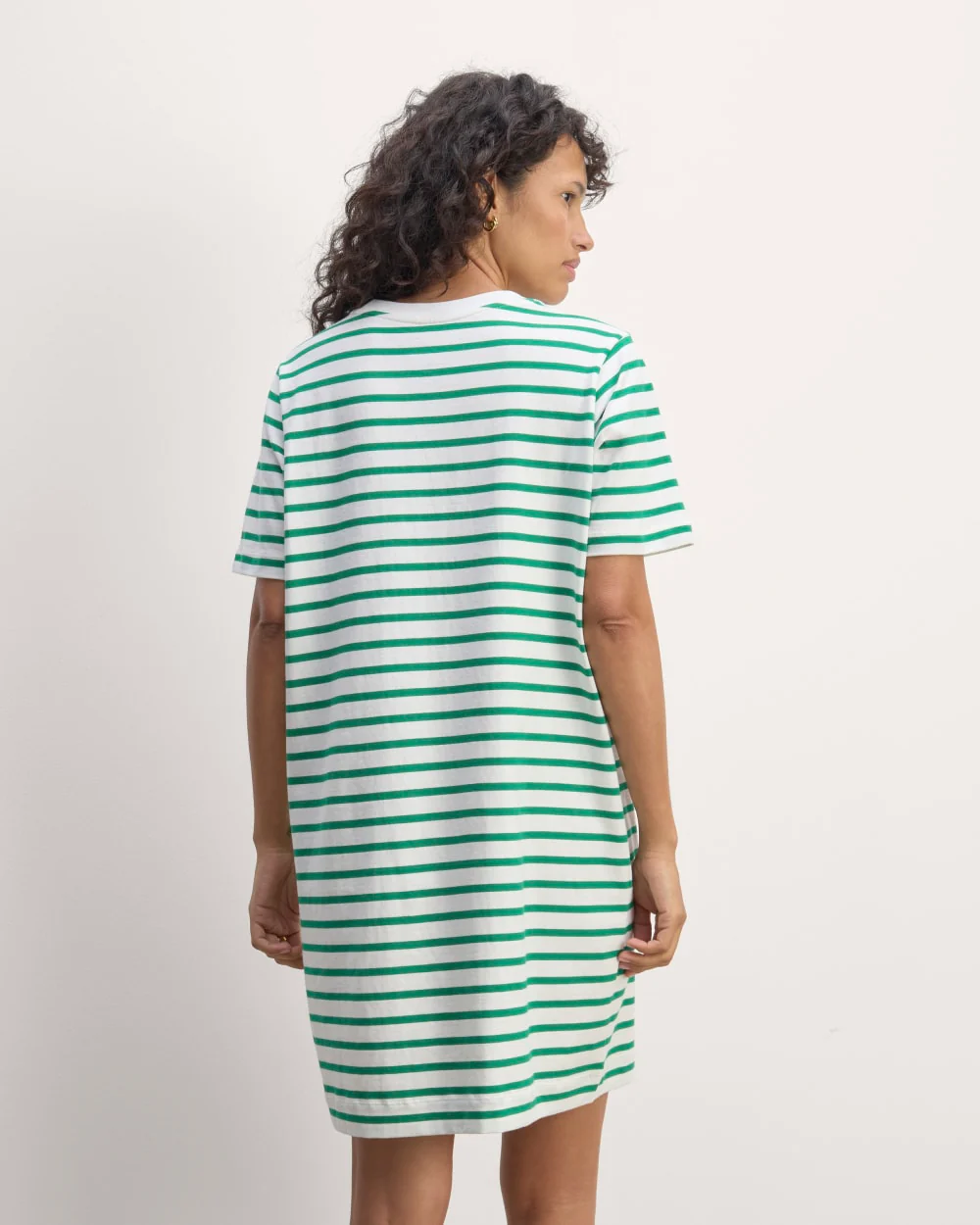 The Organic Cotton Weekend Tee Dress | Bone / Grass Green - Image 5