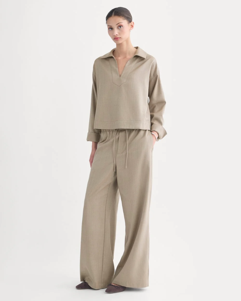 Overshirt in Tailor Twill | Light Taupe - Image 3