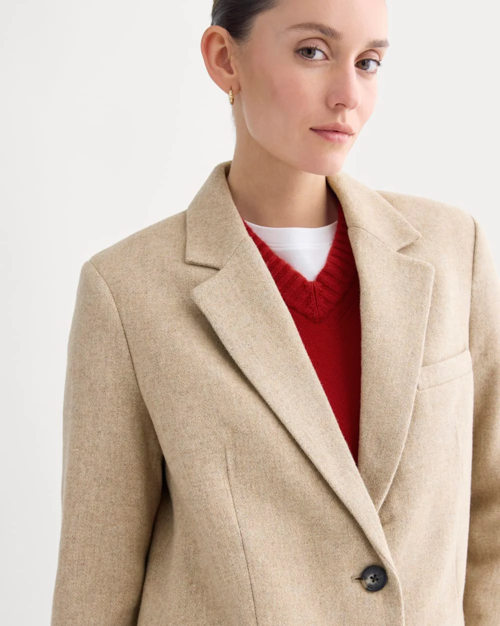 The Oversized Blazer in Wool | Taupe Herringbone - Image 4