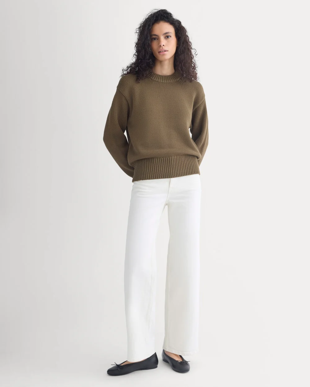 Oversized Cocoon Crew in Elevated Cotton | Beech - Image 4
