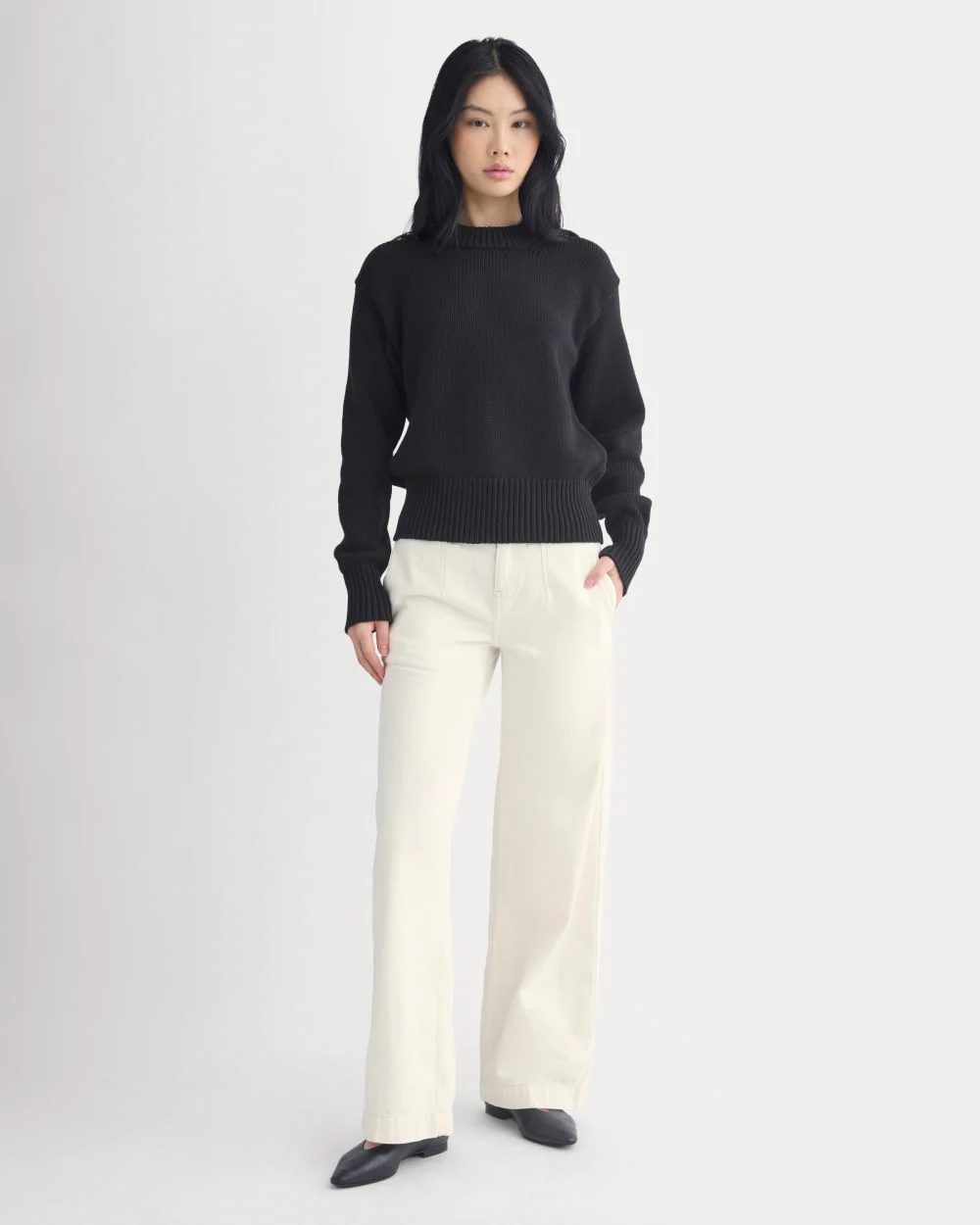 Oversized Cocoon Crew in Elevated Cotton | Black - Image 4