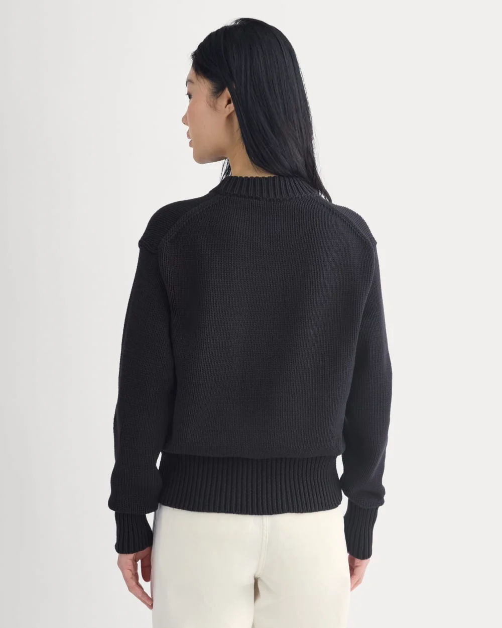 Oversized Cocoon Crew in Elevated Cotton | Black - Image 6