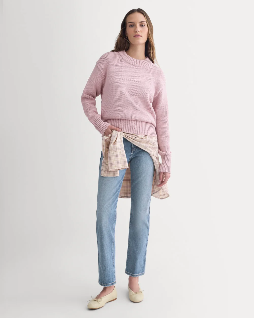Oversized Cocoon Crew in Elevated Cotton | Burnished Lilac - Image 3