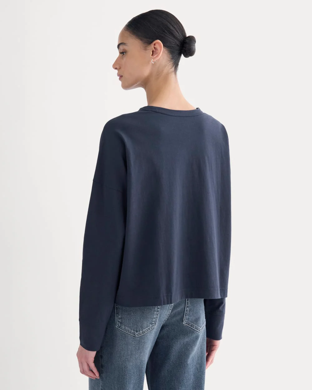 Oversized Boxy Crew in Essential Cotton | Deep Navy - Image 5
