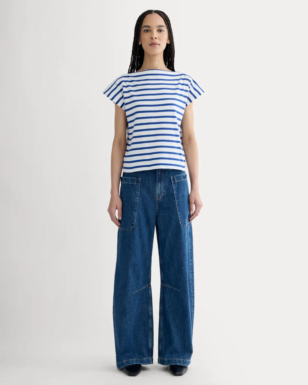 The Oversized Muscle Tee | Bone / Mazarine Blue - Image 3