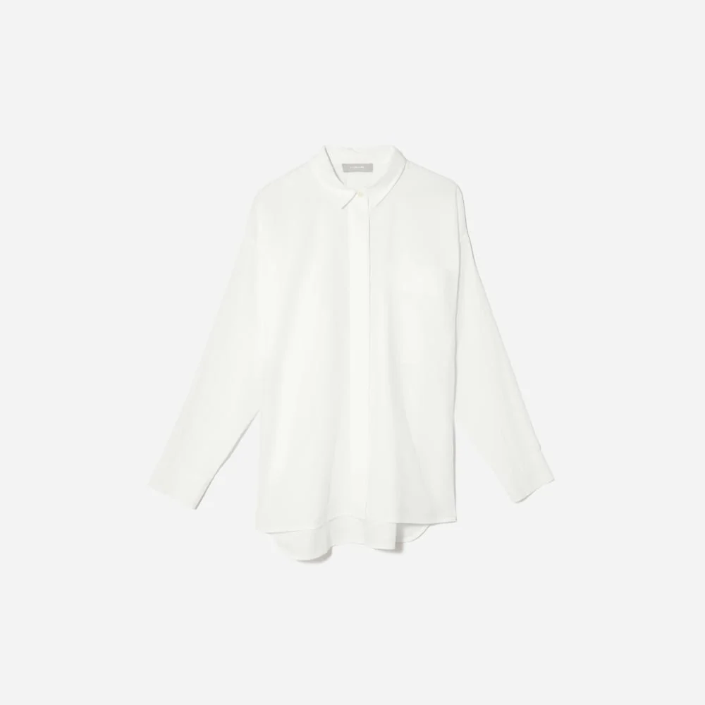 The Oversized Silky Cotton Shirt | White